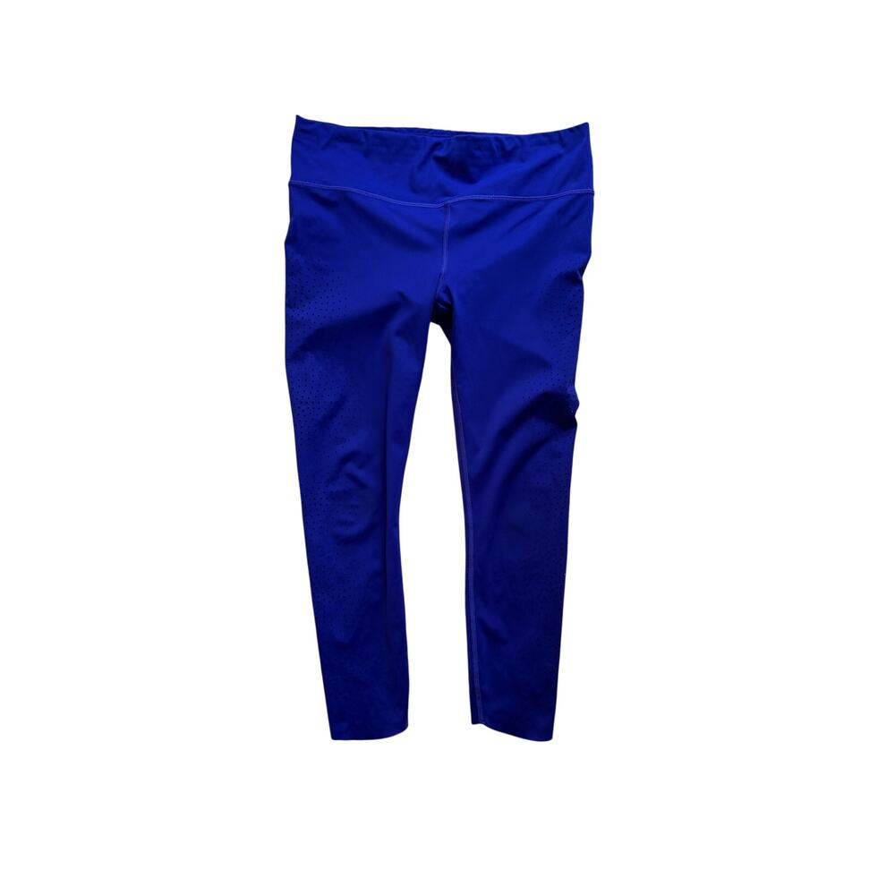 Athleta Cobalt Blue Crop Leggings Small Laser Cut Mesh Running Yoga Pocket